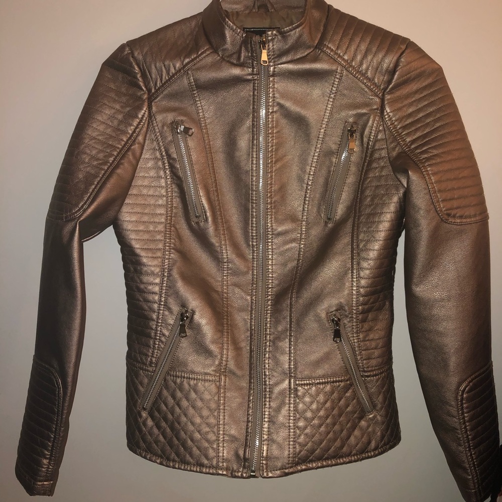 Rose Gold faux leather jacket
